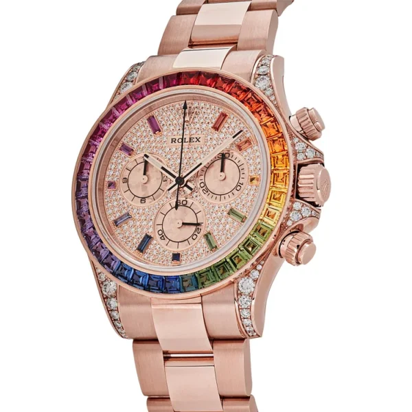Rolex Daytona Rose Gold Rainbow Bezel Diamond Dial 116595RBOW - Image 2