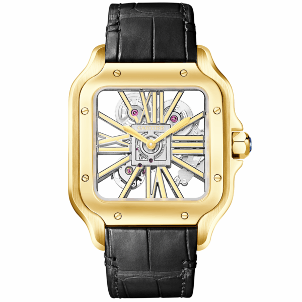 Santos de Cartier Large 18ct Yellow Gold Men’s Skeleton Dial Watch - Image 3