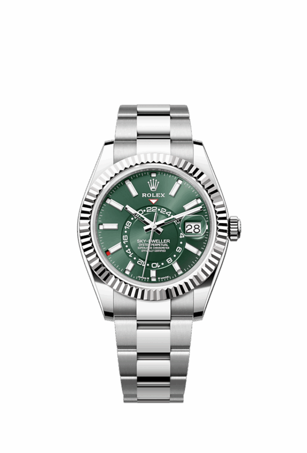 Rolex Sky-Dweller, 42mm, Oystersteel and 18k White Gold, Green, Oyster, Ref# 336934-0001